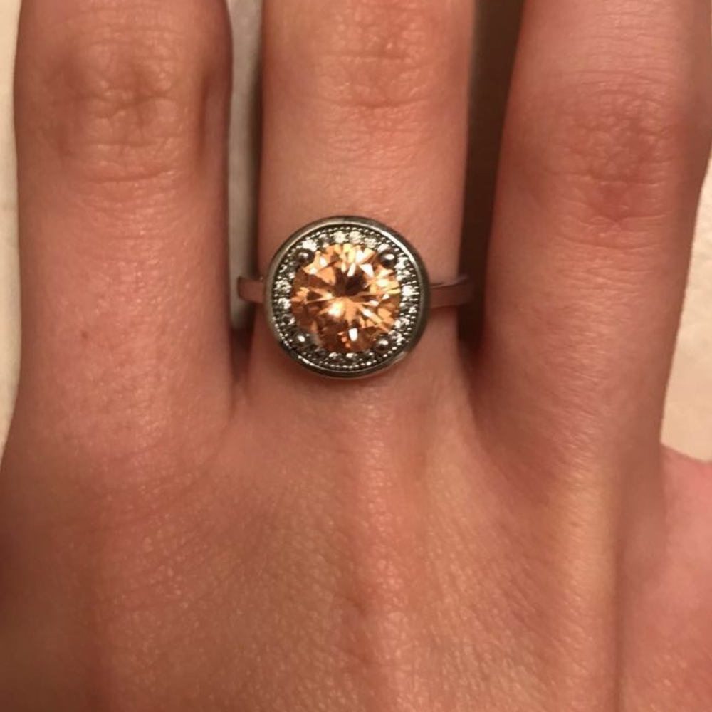 Sterling Silver Ring with Yellow Gemstone